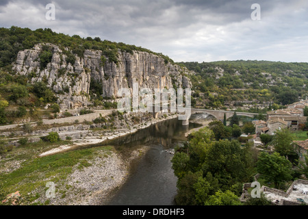 Gorges de l'Ardeche at Balazuc, Ardeche, Rhone-Alpes, France Stock Photo