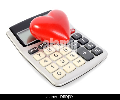 you can't put a price on love, a heart on a calculator isolated on a white background Stock Photo
