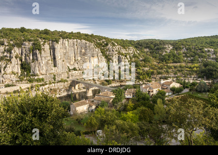 Gorges de l'Ardeche at Balazuc, Ardeche, Rhone-Alpes, France Stock Photo