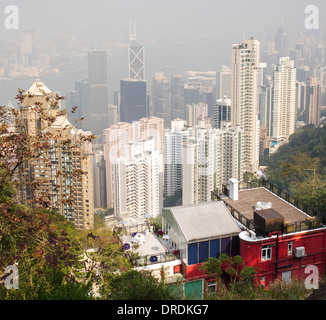 Hong Kong skyscrapers view from victoria peak. Stock Photo