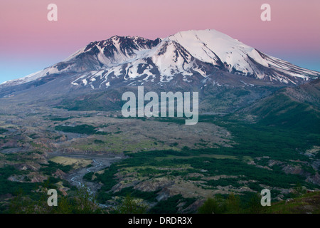 Mount St. Helens after dusk, Mount St. Helens Volcanic National Monument, Washington. Stock Photo