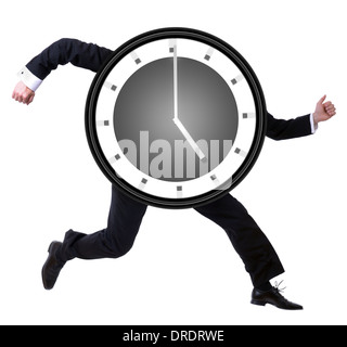 Running late? a clock running isolate on a white background Stock Photo