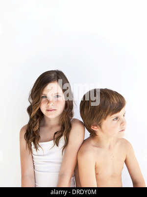 Portrait young brother and sister Stock Photo