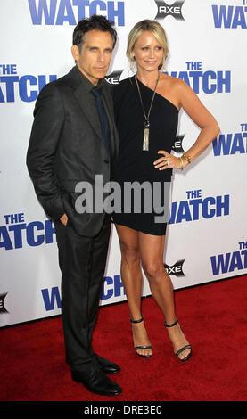 Ben Stiller, Christine Taylor Los Angeles premiere of 'The Watch' held at The Grauman's Chinese Theatre Hollywood, California - 23.07.12 Stock Photo