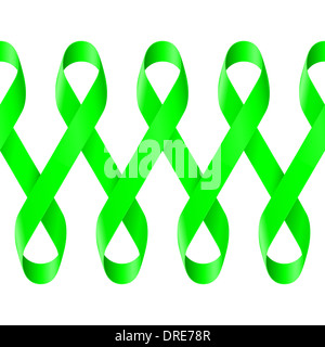 Green Mobius strip pattern on white background. Stock Photo