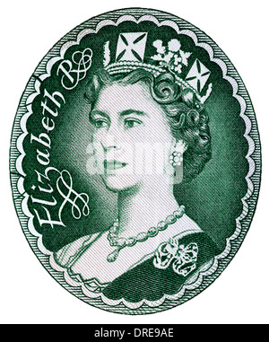 Portrait of Queen Elizabeth II from 1 Pound banknote, UK, 1962 Stock Photo