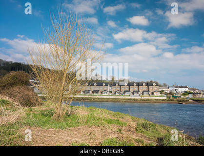 The Blackwater River at Cappoquin, County Waterford, Ireland, where it changes direction sharply from easterly to southerly Stock Photo