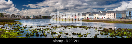 Panorama of the Corrib River flowing through the Claddagh and Spanish Arch areas of Galway City, Ireland Stock Photo