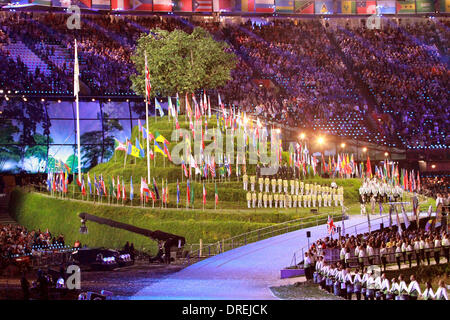 Fags from all over the world,  Opening ceremony of the London 2012 Olympic Games at the Olympic Stadium. London, England - 27.07.12 Stock Photo