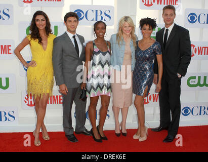 Necar Zadegan, Michael Rady, Mamie Gummer, Kelly McCreary, Aja Naomi King and Justin Hartley CBS Showtime's CW Summer 2012 Press Tour at the Beverly Hilton Hotel - Arrivals Beverly Hills, California - 29.07.12  Where: California, United States When: 29 Jul 2012 Stock Photo