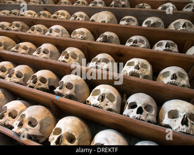 Shelves full of skulls in an ossuary remind us of death