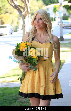 Ariane Bellamar who currently stars in ABC Family's 'Beverly Hills Nannies' out shopping for flowers Los Angeles, California - 02.08.12 Stock Photo