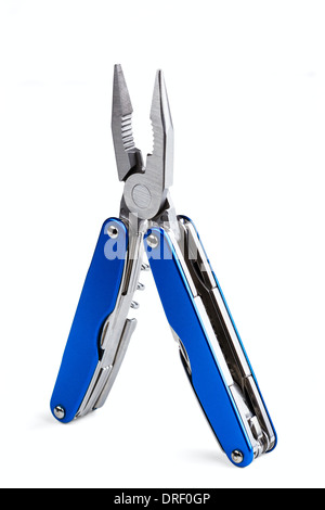 steel folding multitool isolated on white background Stock Photo