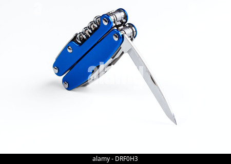 steel folding multitool isolated on white background Stock Photo