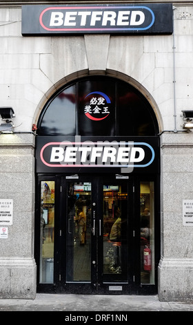 A Betfred betting shop in Chinatown in London. Stock Photo