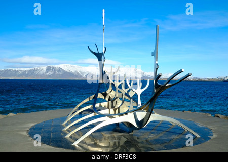Viking ship sculpture, Reykjavik, Iceland Stock Photo