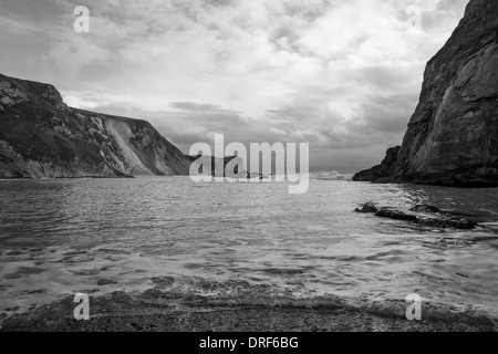 Man of War Bay and Man O'War Cove next to Durdle Door on the Jurassic Coast near Lulworth in Dorset, England. Stock Photo
