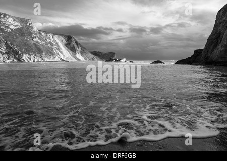 Man of War Bay and Man O'War Cove next to Durdle Door on the Jurassic Coast near Lulworth in Dorset, England. Stock Photo