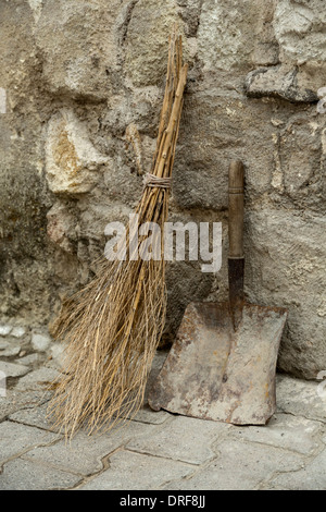 Broom and shovel, Goreme, Cappadocia, Turkey Stock Photo