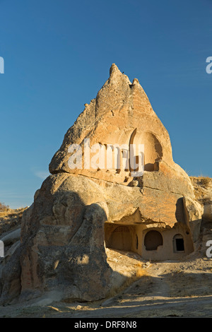 Dwelling in fairy chimney, Swords Valley (Meskendir), near Goreme, Cappadocia, Turkey Stock Photo