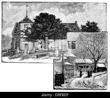 Shenley Church and village Hertfordshire  London circa1880 Stock Photo