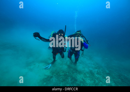 Diving, Two divers, Adriatic Sea, Croatia, Europe Stock Photo