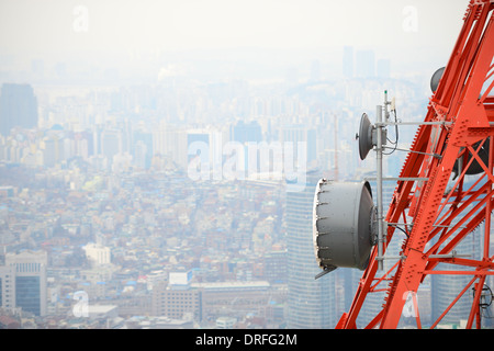 satellite dish tower Stock Photo