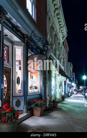Colorado Avenue at dusk, Telluride, Colorado. Stock Photo