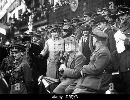 Winston Churchill watching 47th Division at Lille, France Stock Photo