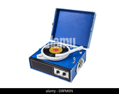 Retro funky record player isolated with clipping path. Stock Photo