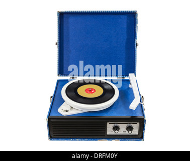 Funky old record player box isolated with clipping path. Stock Photo