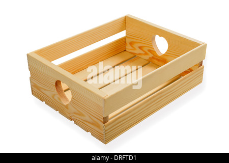 Wooden box isolated on white Stock Photo