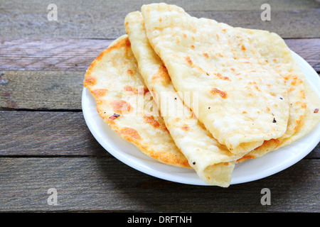 pita bread on a plate, food closeup Stock Photo