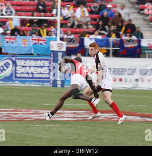 Las Vegas, Nevada, USA. 25th Jan, 2014. Kenya rugby players compete against the Canadian rugby team at the 2014 USA Sevens Rugby Tournament on January 24, 2014 at Sam Boyd Stadium in Las Vegas, Nevada. Credit:  Marcel Thomas/ZUMAPRESS.com/Alamy Live News Stock Photo