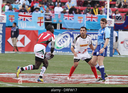 Las Vegas, Nevada, USA. 25th Jan, 2014. Kenya rugby players compete against the Canadian rugby team at the 2014 USA Sevens Rugby Tournament on January 24, 2014 at Sam Boyd Stadium in Las Vegas, Nevada. Credit:  Marcel Thomas/ZUMAPRESS.com/Alamy Live News Stock Photo