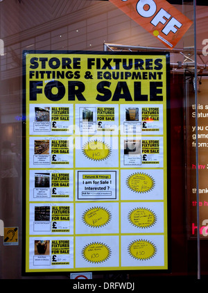 Store closing down sells off fixtures and fittings, London Stock Photo