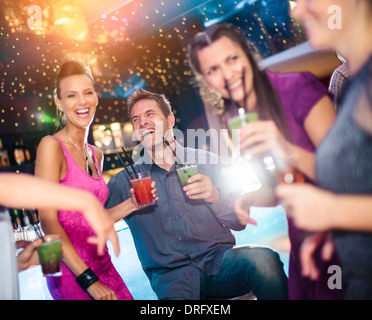 Young people celebrating in a nightclub, Dubrovnik, Croatia Stock Photo