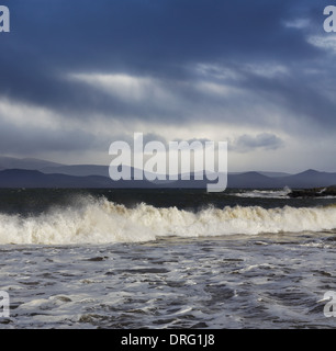 Big Atlantic waves during a stormy weather in County Kerry, Ireland. Picture taken from Kells beach. Stock Photo