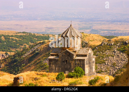 Vagrmashen Church was founded in XI century castle near the Armenian Amberd, located on the hillside Aragats. Stock Photo