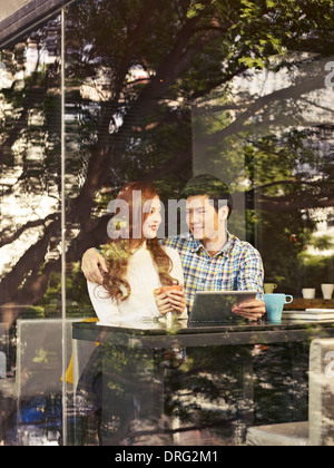young lovers in cafe Stock Photo