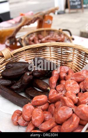 Fresh meats found on an English Market stall Stock Photo