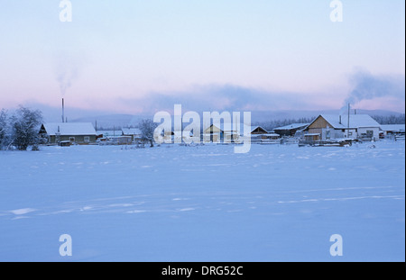 Oymyakon (coldest village on earth) in January Stock Photo