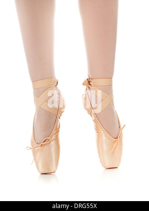 Closeup view of ballerina's feet on pointes Stock Photo