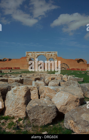 The entrance gate of Qasr Al-Mushatta, the largest and most ambitious of the Umayyad palaces in Jordan Stock Photo