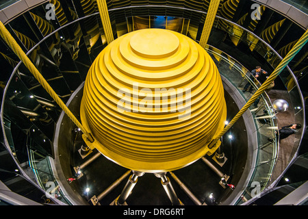 Mass tune damper in Taipei 101 skyscraper. Stock Photo