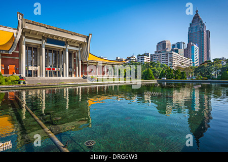 Taipei, Taiwan at Dr. Sun Yat-sen Memorial Hall fountain. Stock Photo