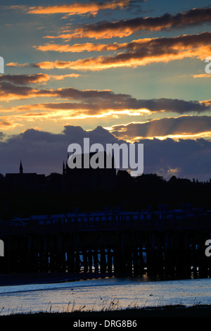 Summer sunset over Lancing College Chapel, Lancing village, South Downs National Park, West Sussex, England, UK Stock Photo