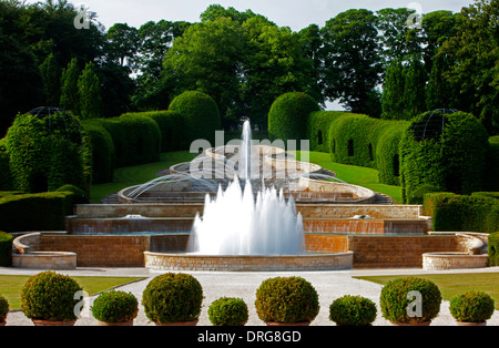The Grand Cascade in summer sunshine at the Alnwick Garden in Alnwick, Northumberland Stock Photo