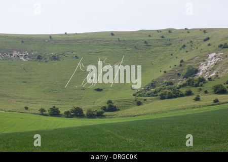 Long Man of Wilmington. Sussex Downs. Area of Outstanding Natural Beauty. Windover Hill. England. UK. GB. Stock Photo