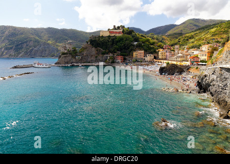 High Angle view of a Coastal Town, Monterosso Al Mare, Cinque terre, Liguria, Italy Stock Photo